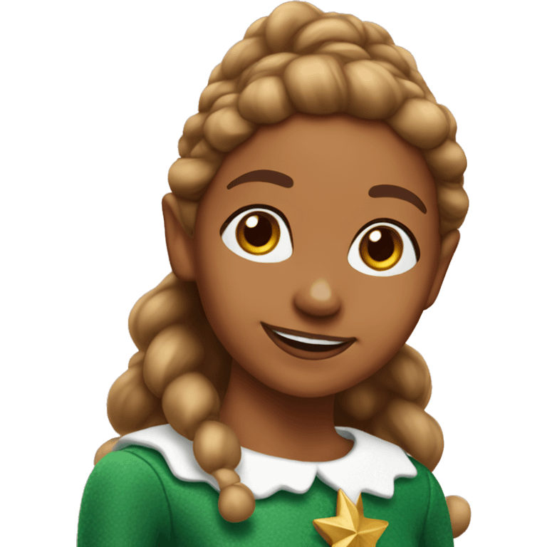 Light Brown girl elf on the shelf emoji