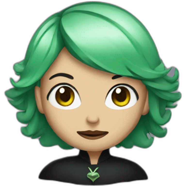 evil witch with  black and green hair emoji