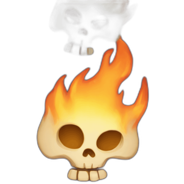 Flaming cartoon skeleton emoji