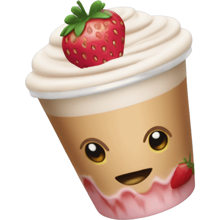 Iced latte with strawberry cold foam emoji