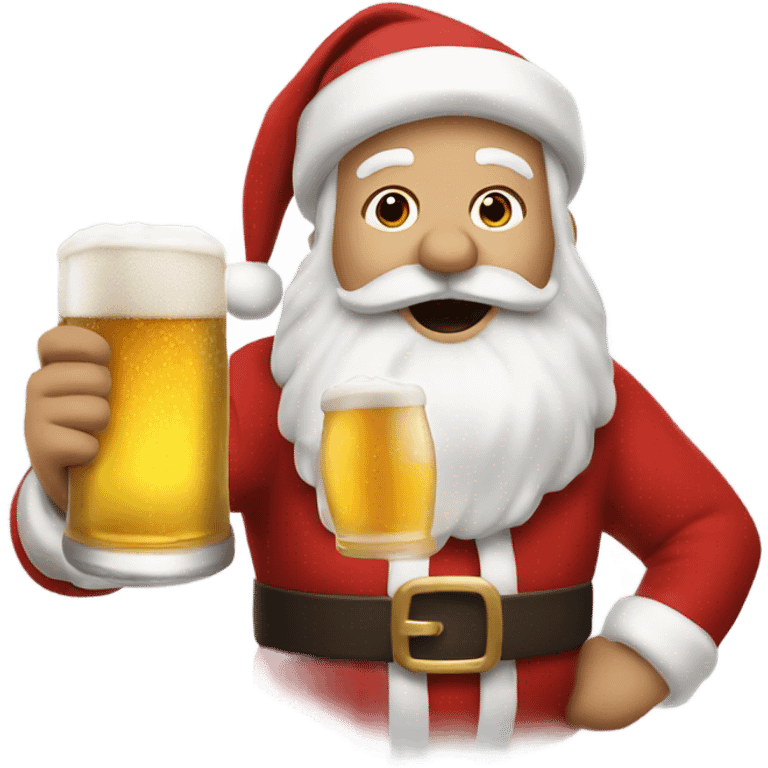 Santa drinking beer emoji