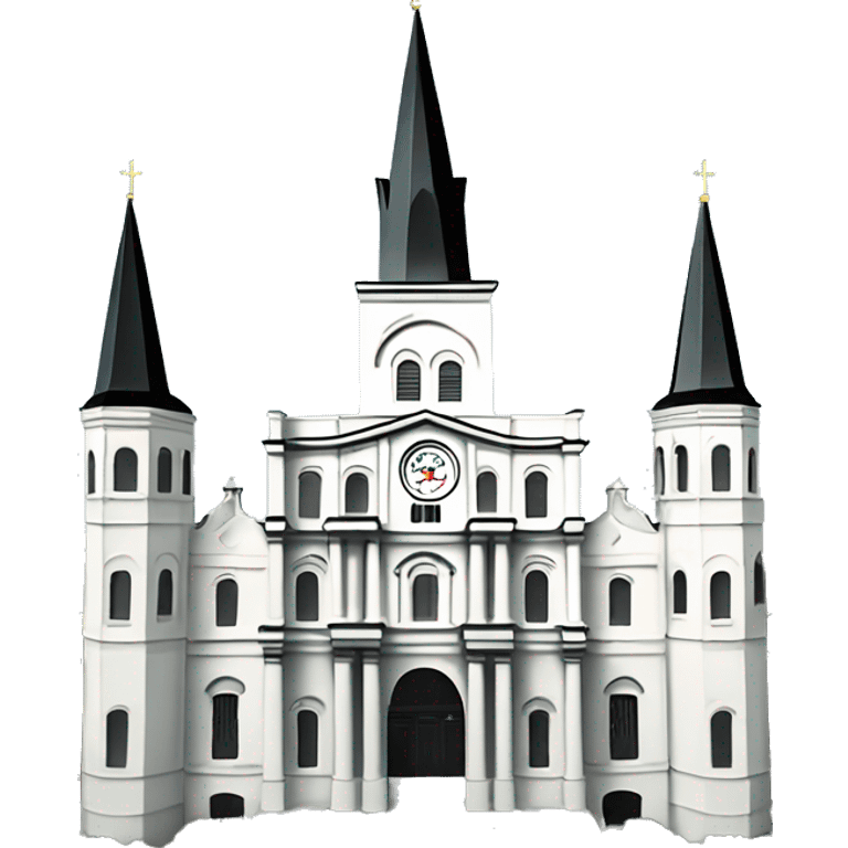 Realistic new orleans st.louis cathedral With horse statues. emoji