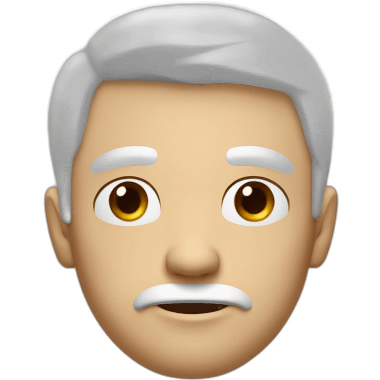 Man looking emotionless or depressed, white short hair, white skin, red nose and wrinkled and without facial hair emoji