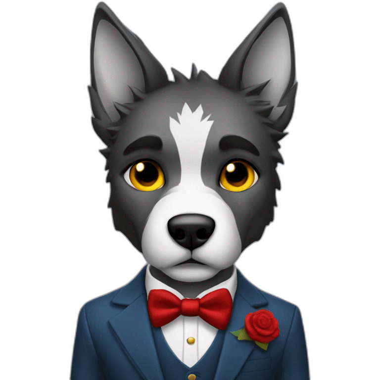 Lobo con traje elegante emoji