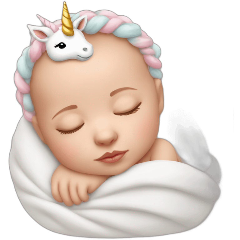 Sleeping white Newborn with unicorn headband emoji