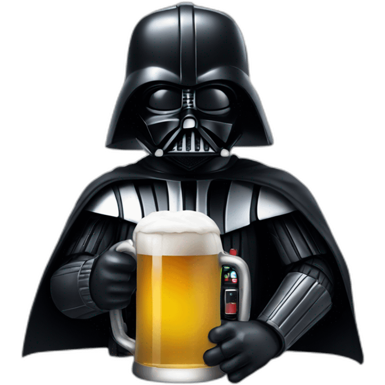 Dark vader playing vidéo gammes with a beer emoji