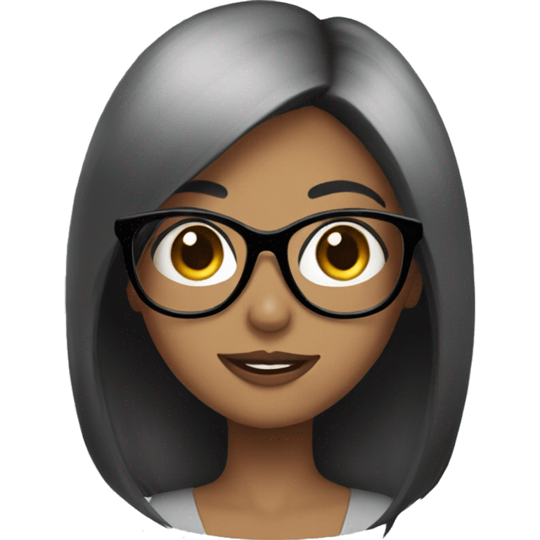 Girl with black hair and big glasses emoji