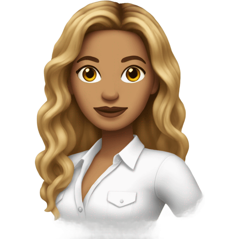 Beyoncé in a white shirt with her hair down emoji