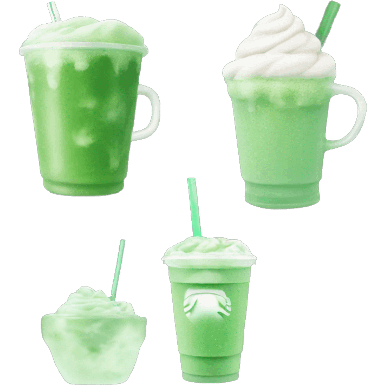 Green iced matcha with cold foam super aesthetic and cute Starbucks emoji