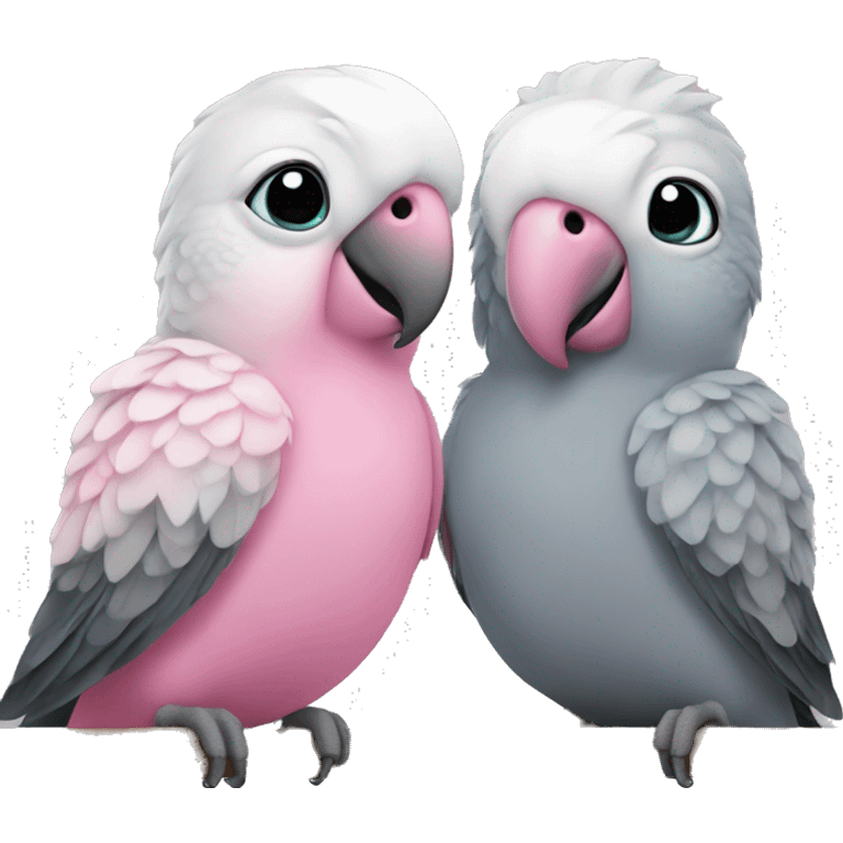 2 Pink and grey parakeets  emoji