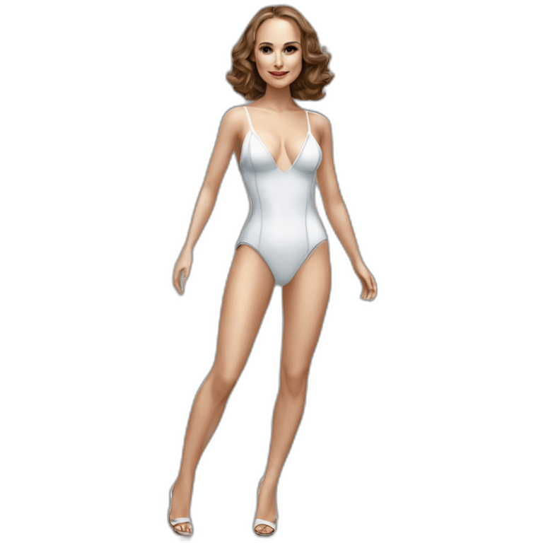 sexy natalie portman back on high heels swimming suit long legs posing emoji