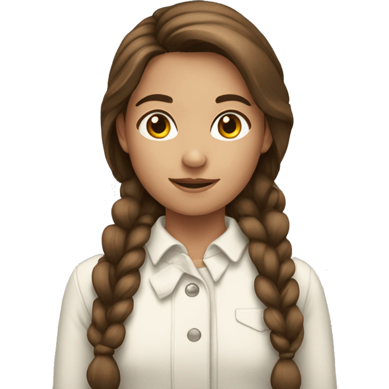 Girl with brown hair wearing a Christmas has emoji