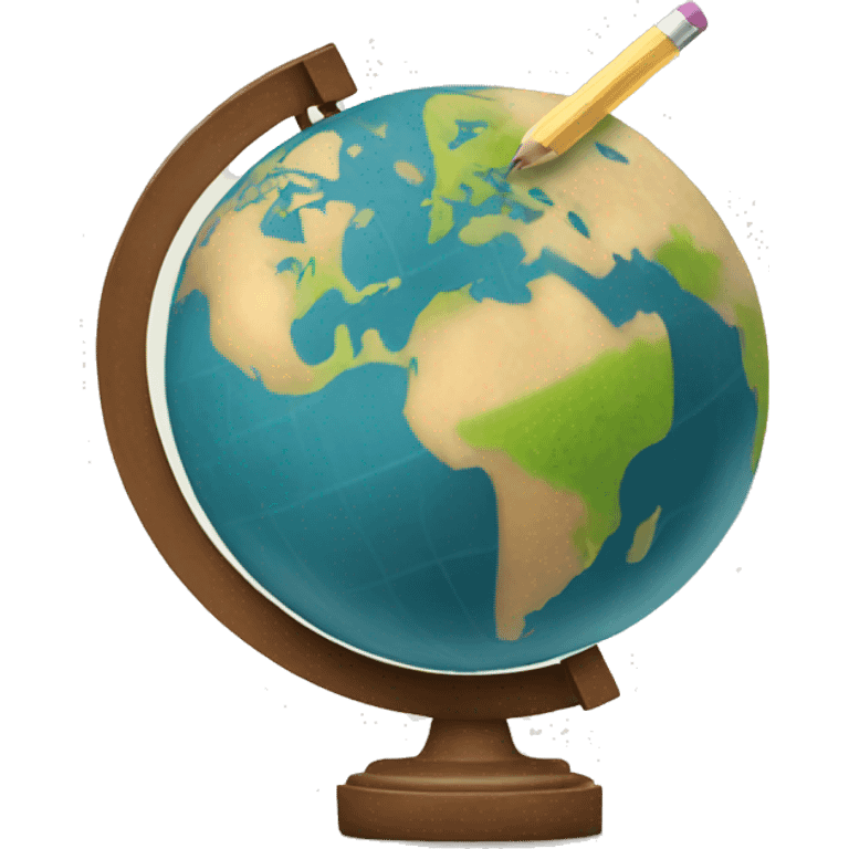 a simple globe with a small pencil somewhat writing that globe emoji