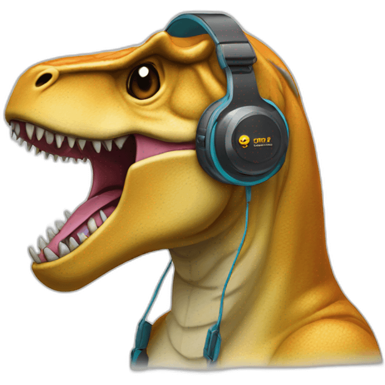 techsupport trex in headphones with micro emoji