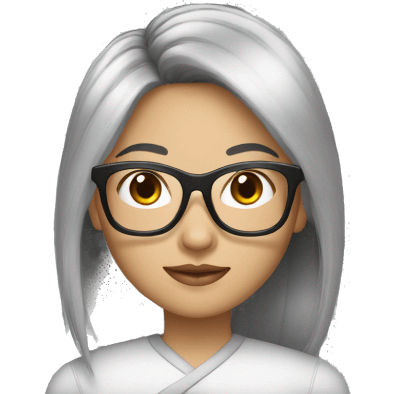 asian person with black feminine medium shot hair wearing silver glasses emoji