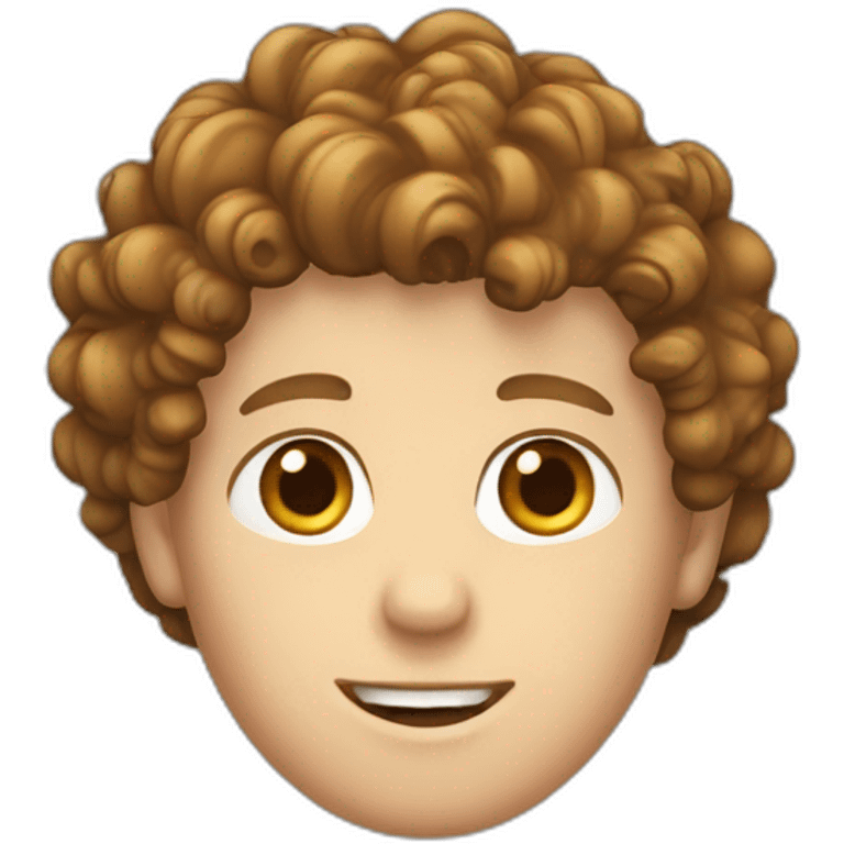 white boy with curly brown haired mullet with a corwn on his head emoji