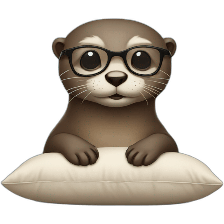 otter with glasses lean against a pillow emoji