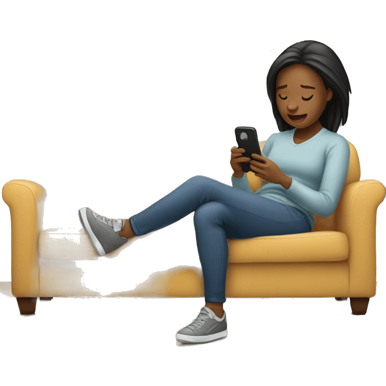 Mom texting on couch emoji