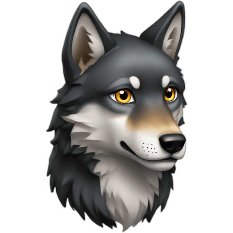 loup noir qui a des yeux diamant emoji