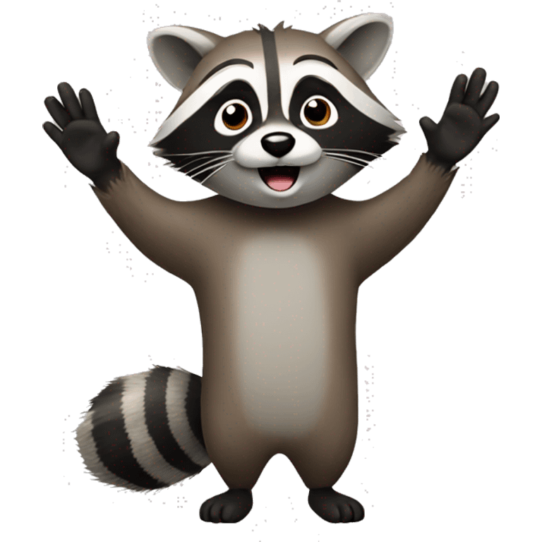 raccoon with 2 raised hands emoji