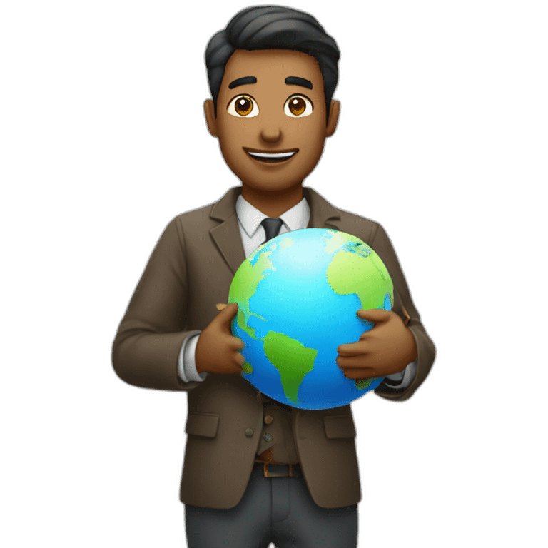 a man with globe and money bag emoji