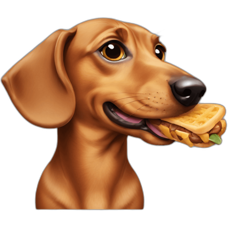 Dachshund eating emoji