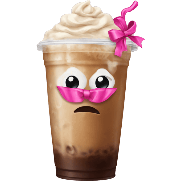 iced coffee with pink bow  emoji