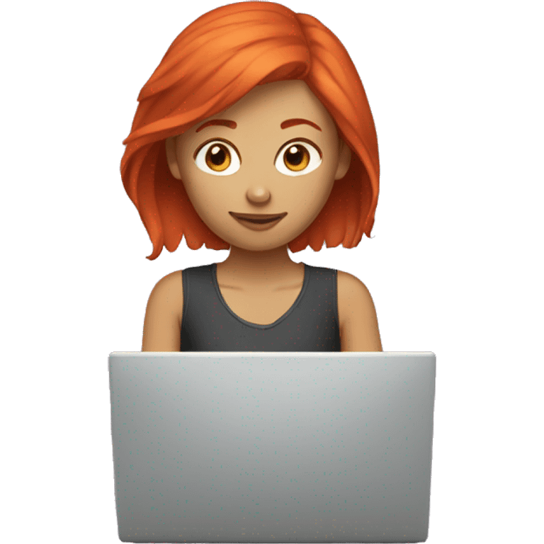 Red hair girl using laptop emoji