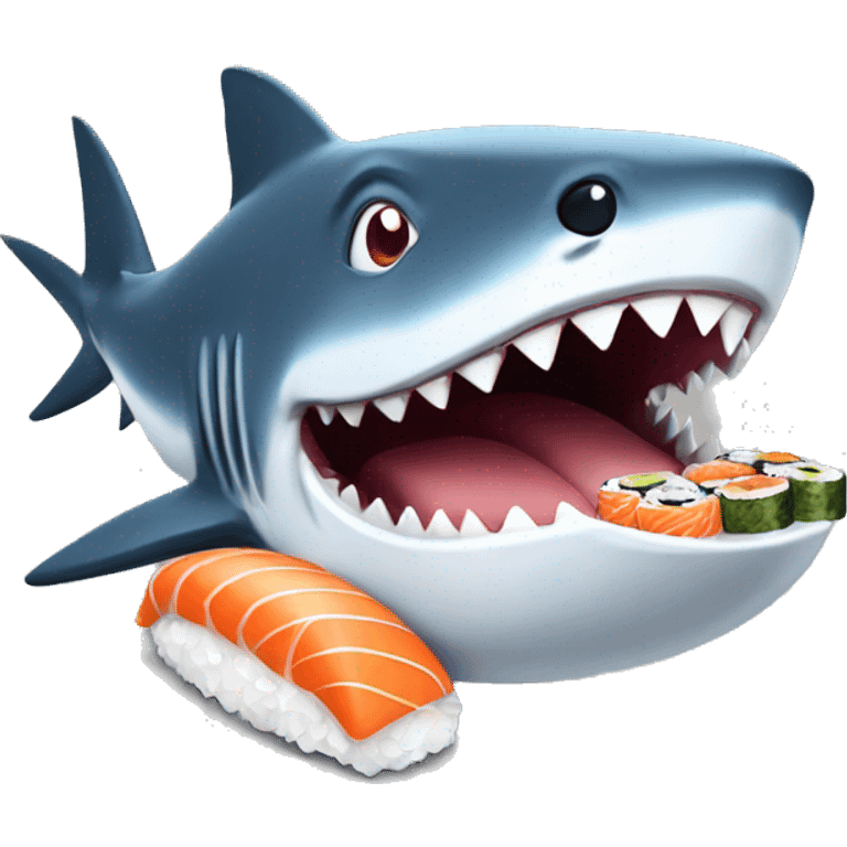 Shark eating sushi emoji