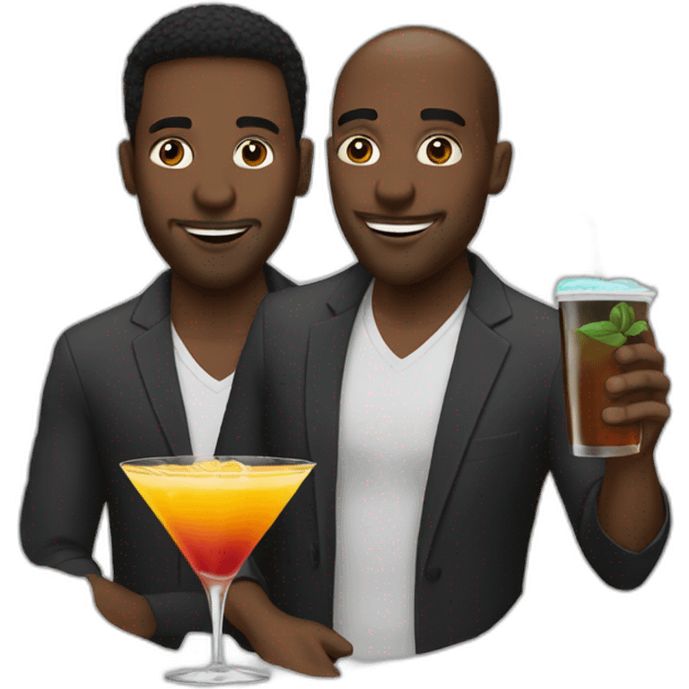 Black men drink a cocktail emoji