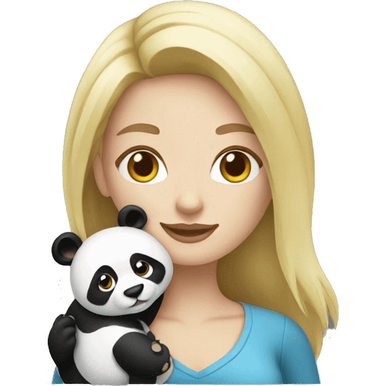 Blonde woman holding a panda  emoji