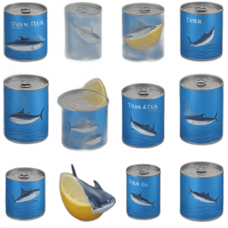 Realistic small can of tuna showing a blue sailing boat emoji