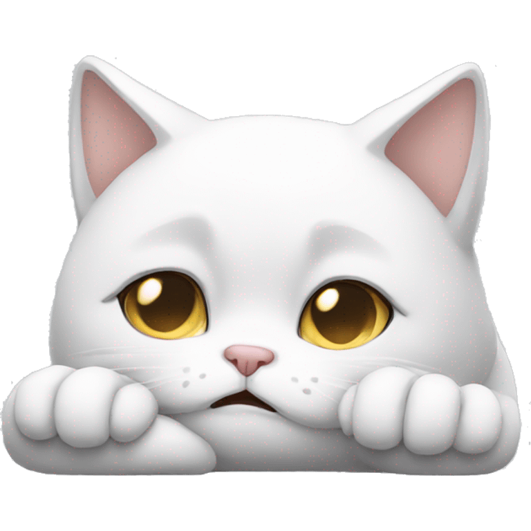 sad white cat facepalm  emoji