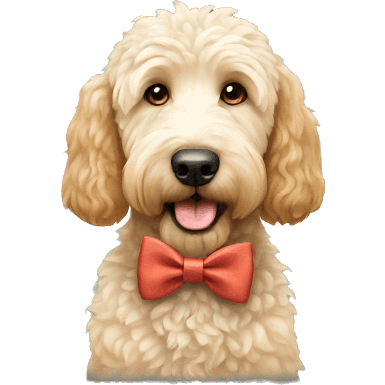 Golden doodle with bow tie emoji