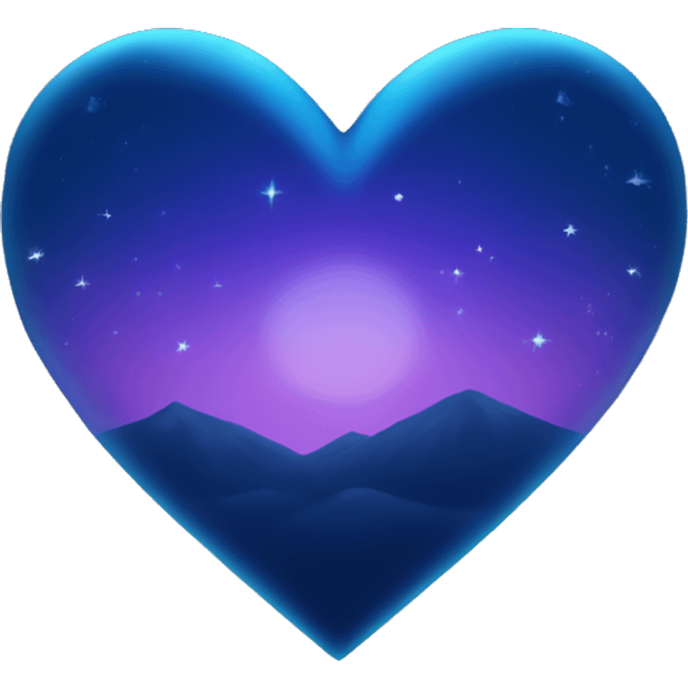 Vibrant blue heart with the night sky in it emoji