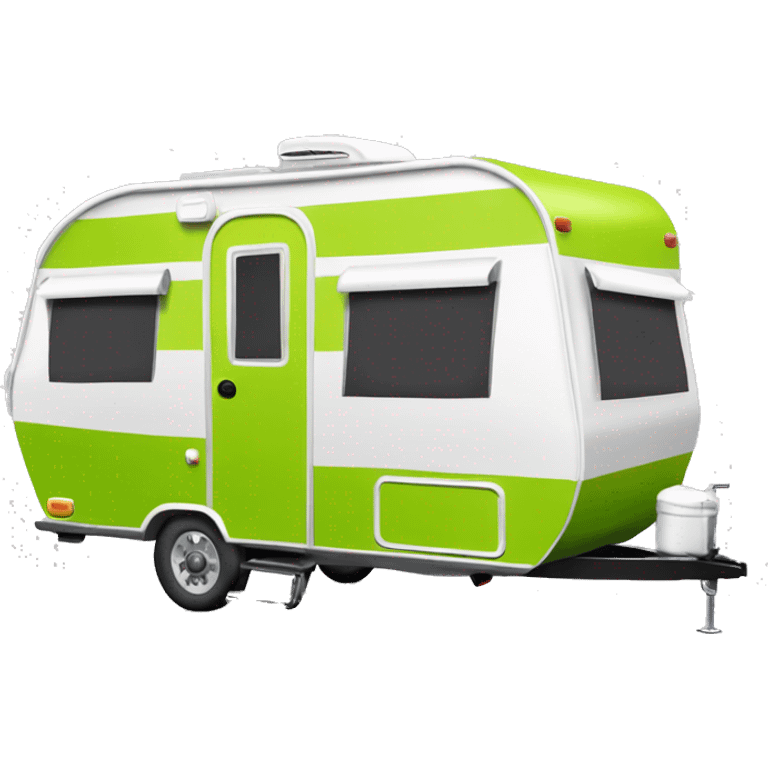 Realistic lime green camping travel trailer isolated.  emoji