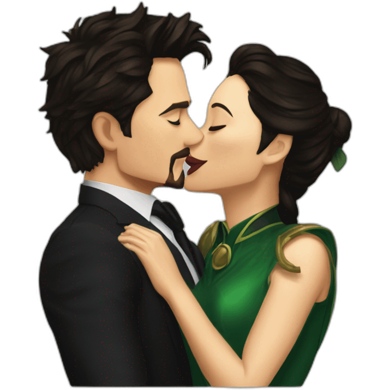 Tony Stark kissing Lady Loki emoji