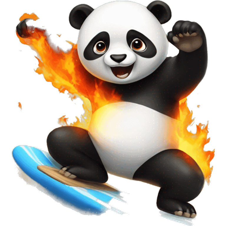 Panda Surfing on Fire  emoji