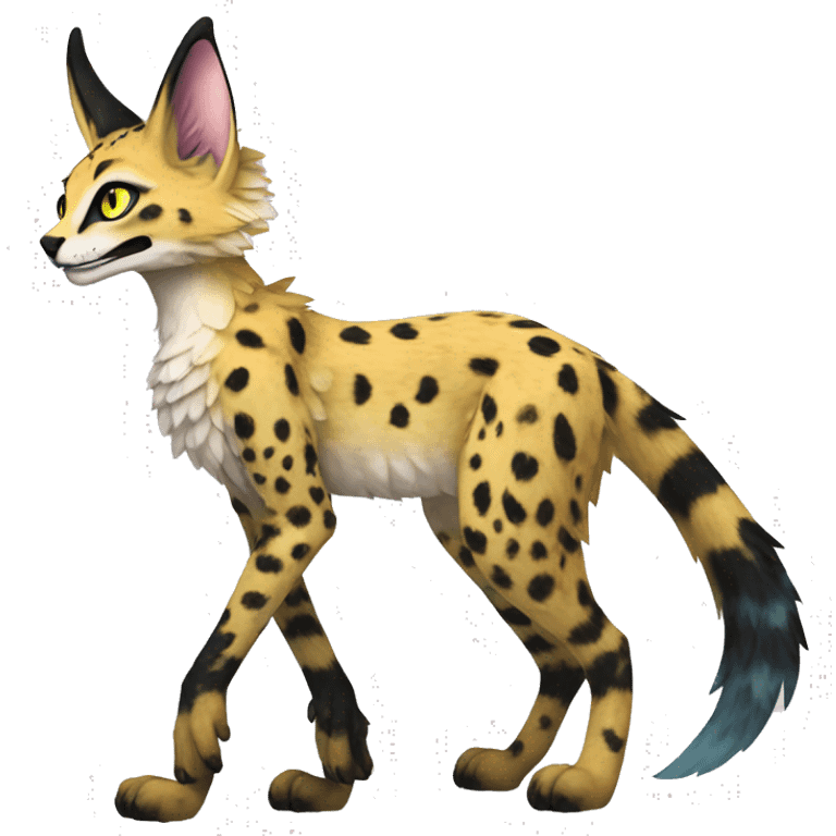 Epic Edgy Colorful ethereal eldritch Sergal-Serval-Fionbri full body  emoji