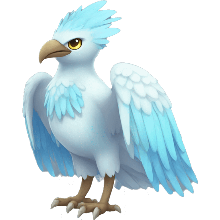 Fantasy legendary godly ice bird Fakemon full body emoji