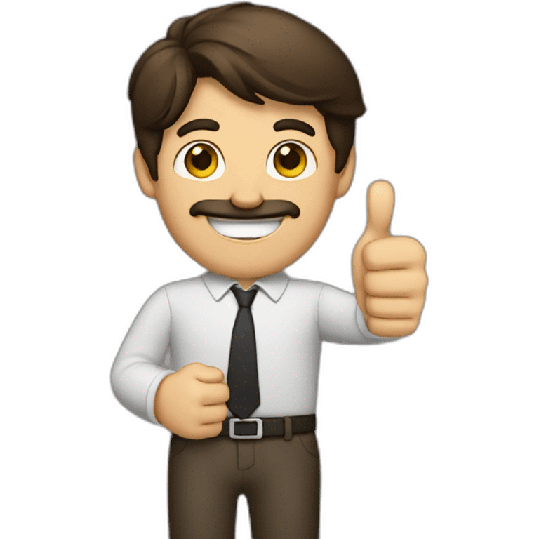 the brunette man shows a thumbs up emoji