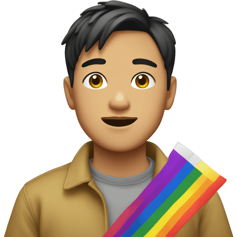 Pride flag Asian boy emoji