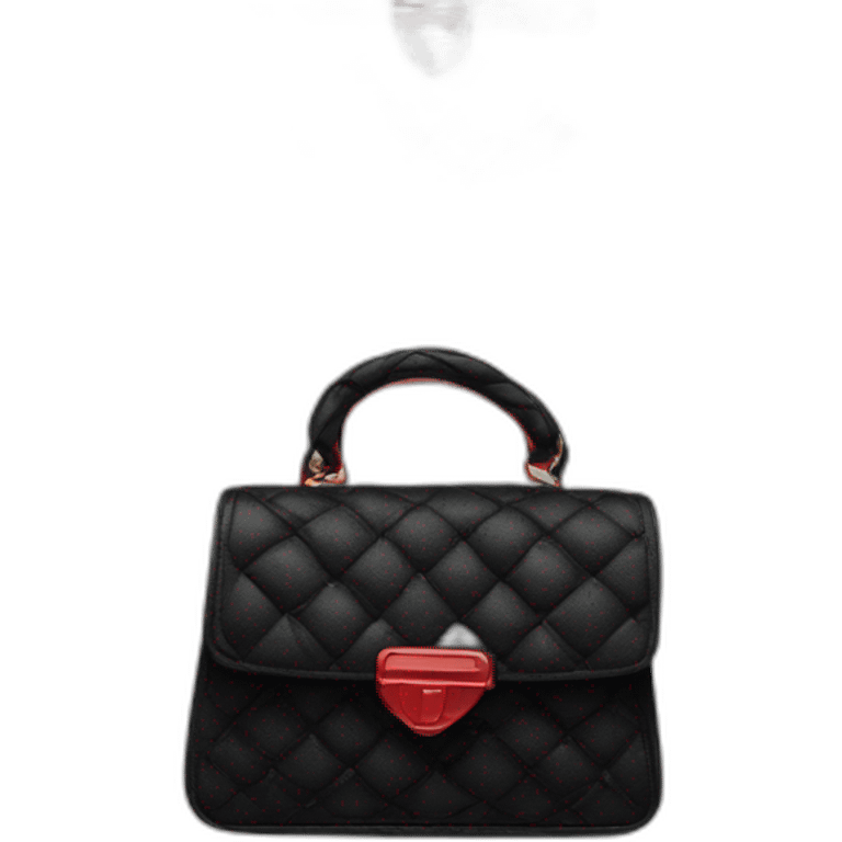 black luxury handbag with red solo diamond emoji