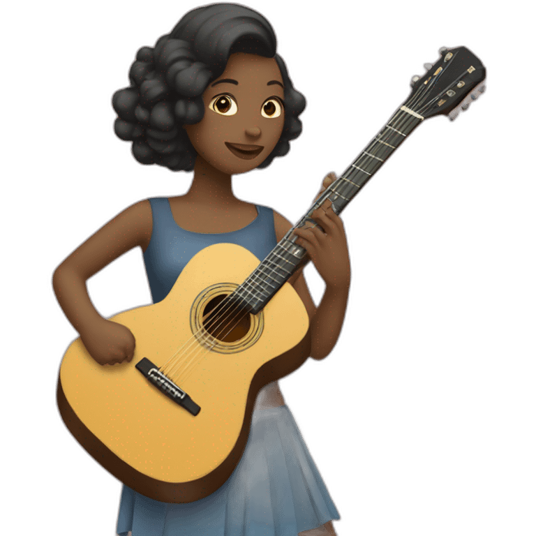 femme  métissé la guitare emoji