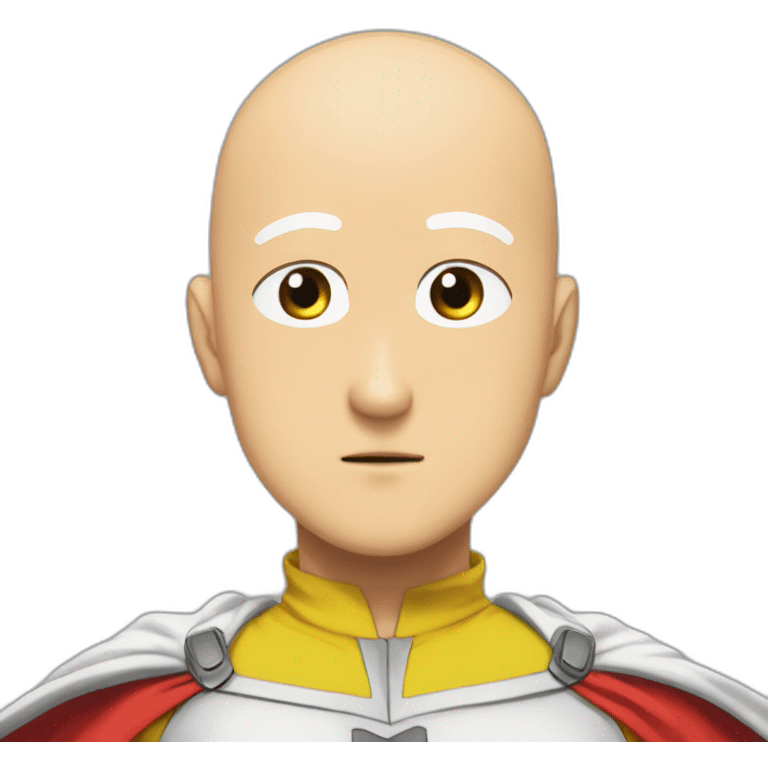 ultimate extreme anime bald one punch man with red cape and yellow costume emoji