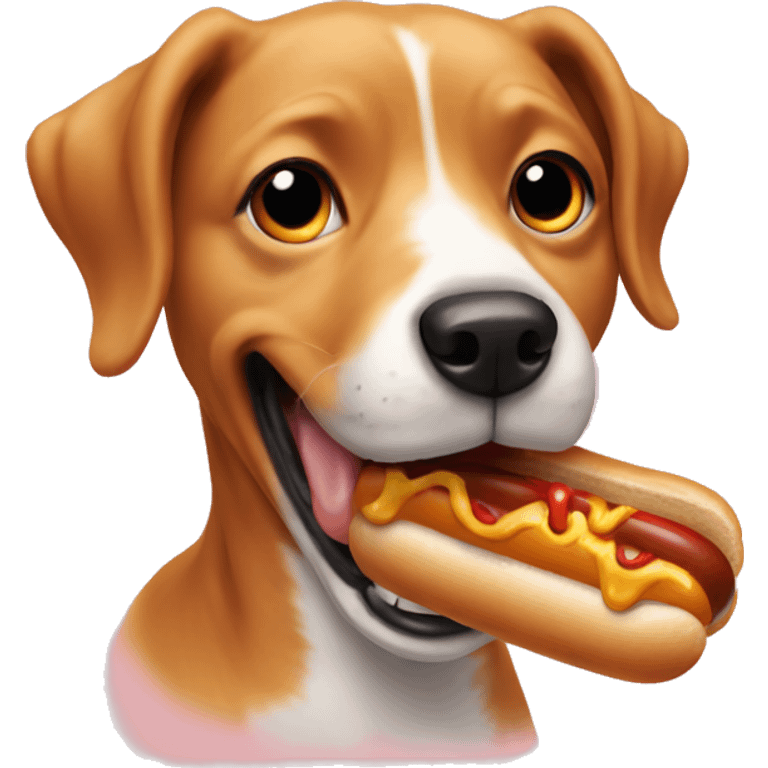 Dog eating hotdog emoji