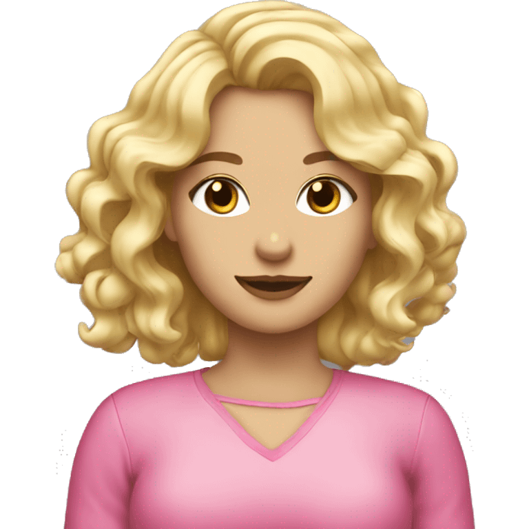 blond wavy hair female pink glass tiping hand  emoji