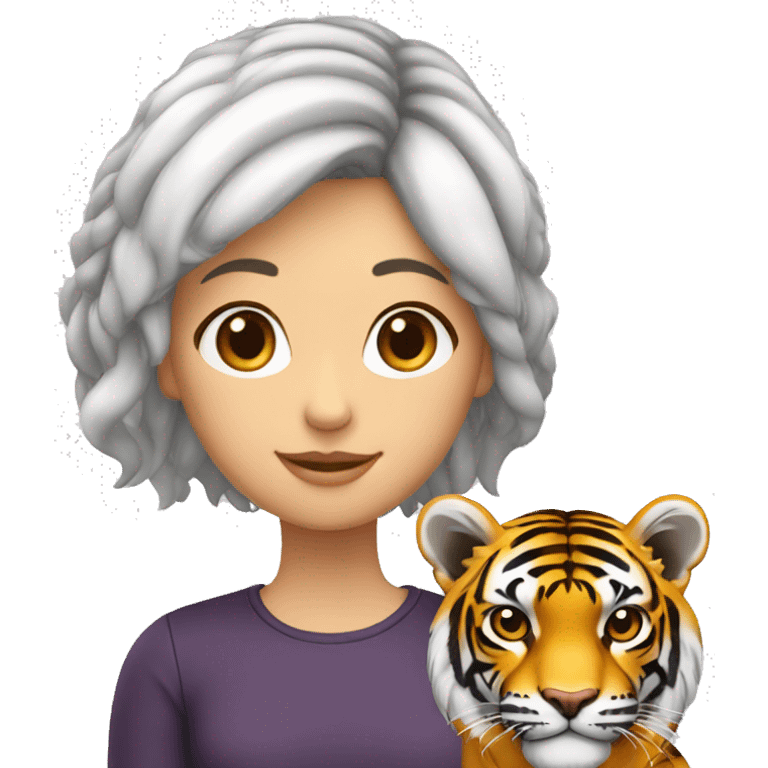 Fille cheveux blanc et oreille de tigre  emoji