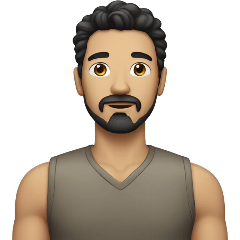 full man with goatee, white skin, black hair emoji