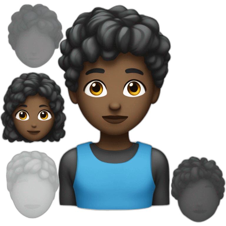 Un garçon pas trop blanc au cheveux noir et au yeux sombre qui embrasse une fille au yeux bleu et cheveux blanc emoji